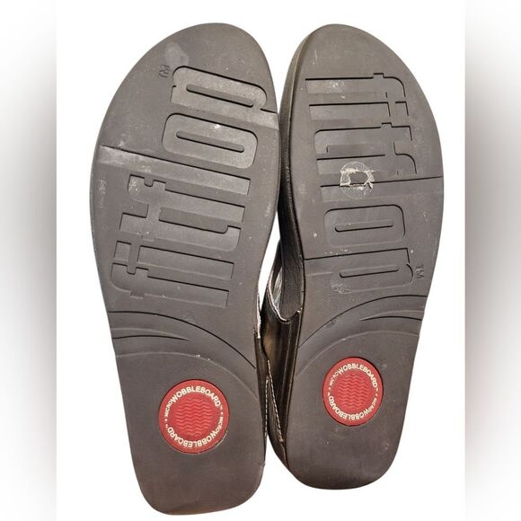 Fitflop Gold Embellished Womens Thong Sandals, Size 11 - Picture 10 of 10